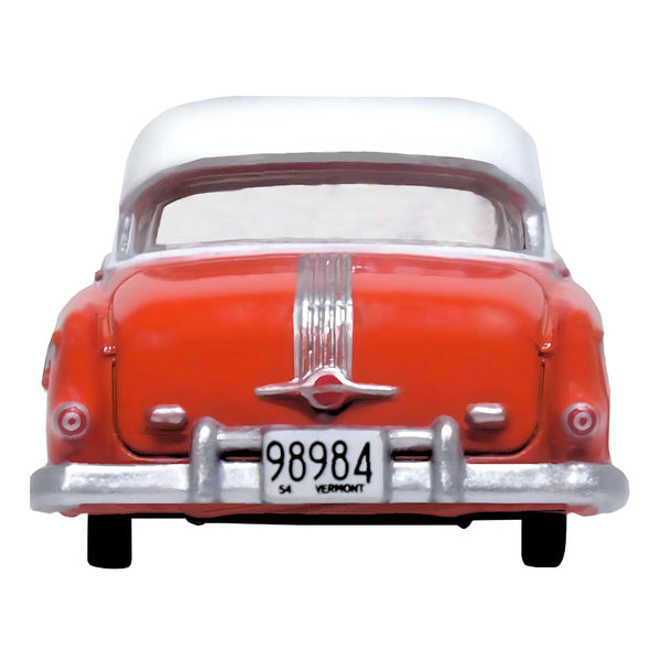 1954 Pontiac Chieftain 4 Door Coral Red with Winter White Top 1/87 (HO) Scale Diecast Model Car by Oxford Diecast