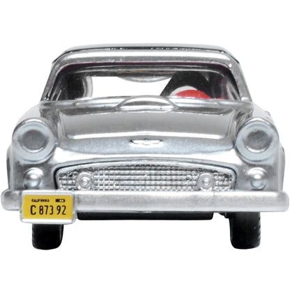 1956 Ford Thunderbird Gray Metallic with Raven Black Top 1/87 (HO) Scale Diecast Model Car by Oxford Diecast