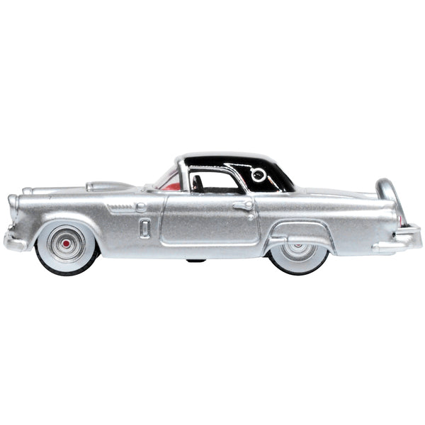 1956 Ford Thunderbird Gray Metallic with Raven Black Top 1/87 (HO) Scale Diecast Model Car by Oxford Diecast