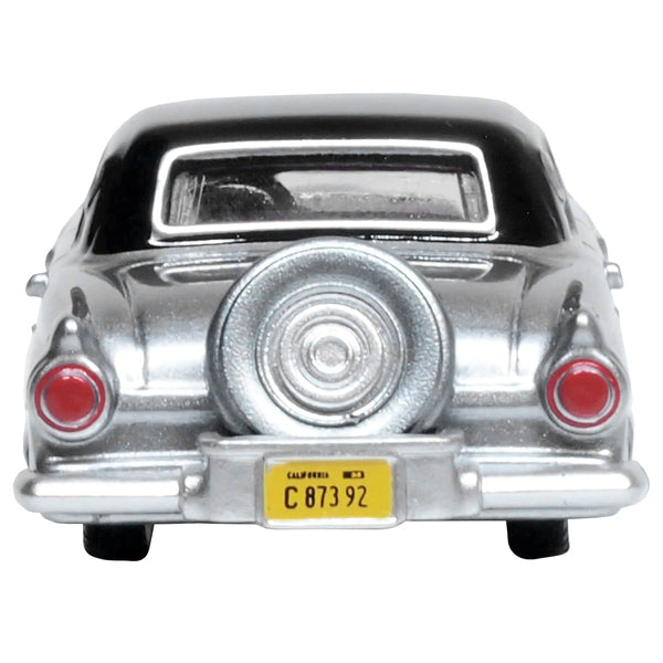 1956 Ford Thunderbird Gray Metallic with Raven Black Top 1/87 (HO) Scale Diecast Model Car by Oxford Diecast