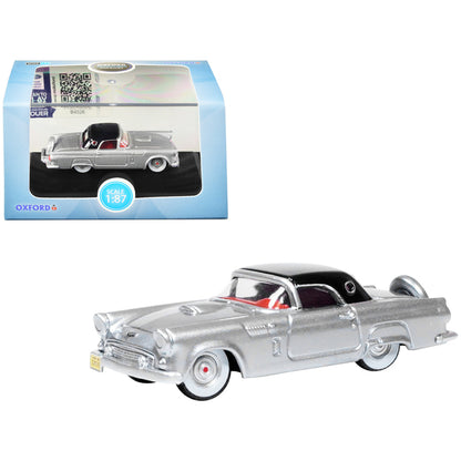 1956 Ford Thunderbird Gray Metallic with Raven Black Top 1/87 (HO) Scale Diecast Model Car by Oxford Diecast