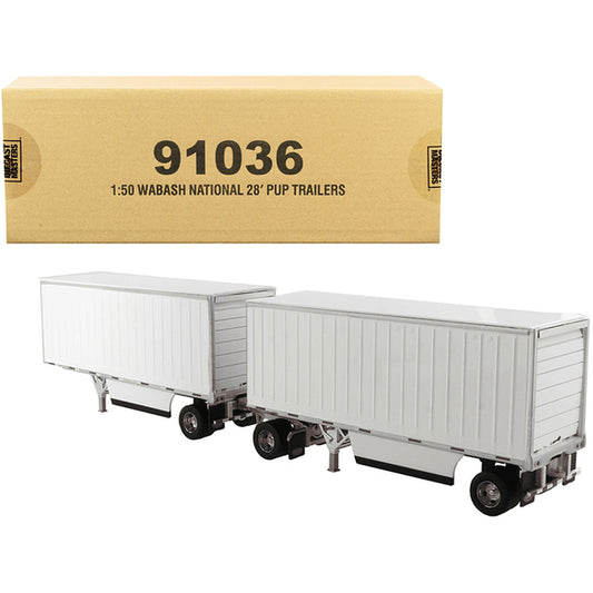 Wabash National 28' Double Pup Trailers White "Transport Series" 1/50 Diecast Model by Diecast Masters