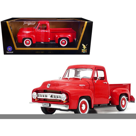 1953 Ford F-100 Pickup Truck Red 1/18 Diecast Model Car by Road Signature