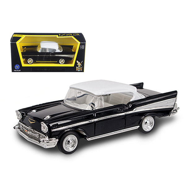 1957 Chevrolet Bel Air Black with White Top 1/43 Diecast Model Car by Road Signature