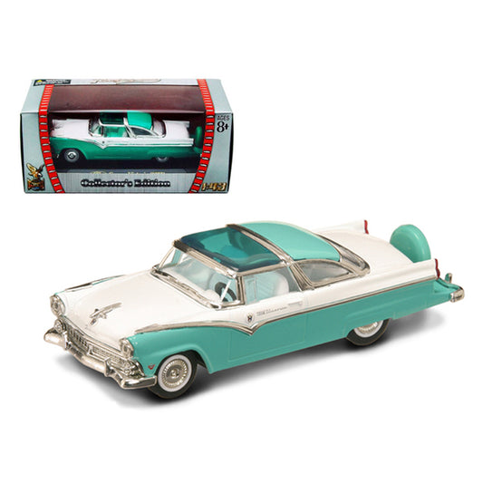 1955 Ford Crown Victoria Green and White 1/43 Diecast Model Car by Road Signature