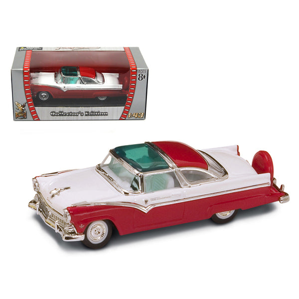 1955 Ford Crown Victoria Red and White 1/43 Diecast Model Car by Road Signature