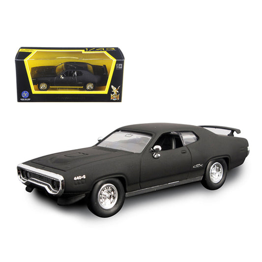 1971 Plymouth GTX Matt Black 1/43 Diecast Model Car by Road Signature