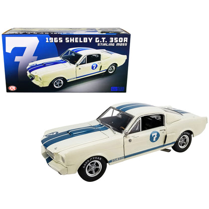 1965 Shelby GT 350R #7 "Stirling Moss" White with Blue Stripes Limited Edition to 516 pieces Worldwide 1/18 Diecast Model Car by ACME