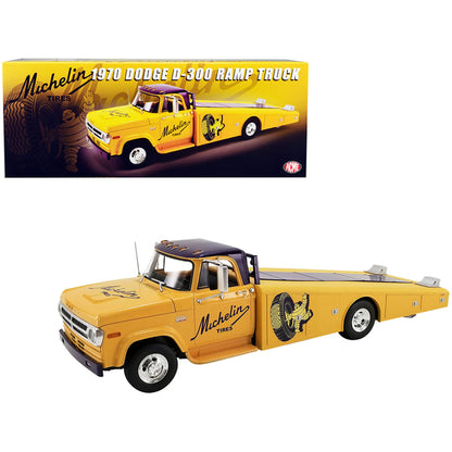 1970 Dodge D-300 Ramp Truck Yellow "Michelin Tires" 1/18 Diecast Model Car by ACME