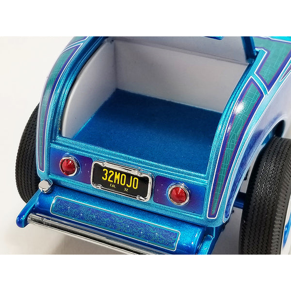 1932 Ford Roadster Hot Rod Blue Metallic with Flames and White Interior Limited Edition to 468 pieces Worldwide 1/18 Diecast Model Car by ACME