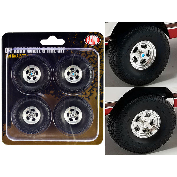 Off Road Wheels and Tires Set of 4 pieces from "1972 Chevrolet K-10 4x4" for 1/18 Scale Models by ACME