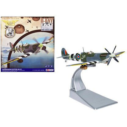 Supermarine Spitfire Mk.IX Fighter Aircraft with Commander J.E. "Johnnie" Johnson Figure 144 Wing RCAF "Spitfire Beer Truck" "D-Day Operation Overlord" Normandy (June 1944) "The Aviation Archive" Series 1/72 Diecast Model by Corgi