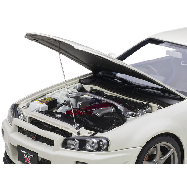 Nissan Skyline GT-R (R34) V-Spec II RHD (Right Hand Drive) White Pearl 1/18 Model Car by Autoart