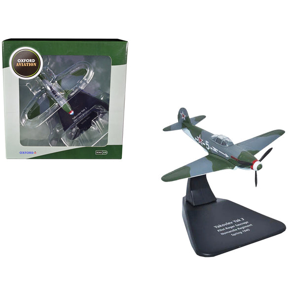 Yakovlev Yak-3 Fighter Plane Pilot Roger Sauvage Nomandie Regiment (Spring 1945) "Oxford Aviation" Series 1/72 Diecast Model Airplane by Oxford Diecast