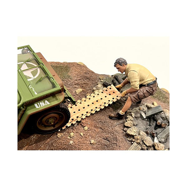 "4X4 Mechanic" Figure 2 with Board Accessory for 1/18 Scale Models by American Diorama