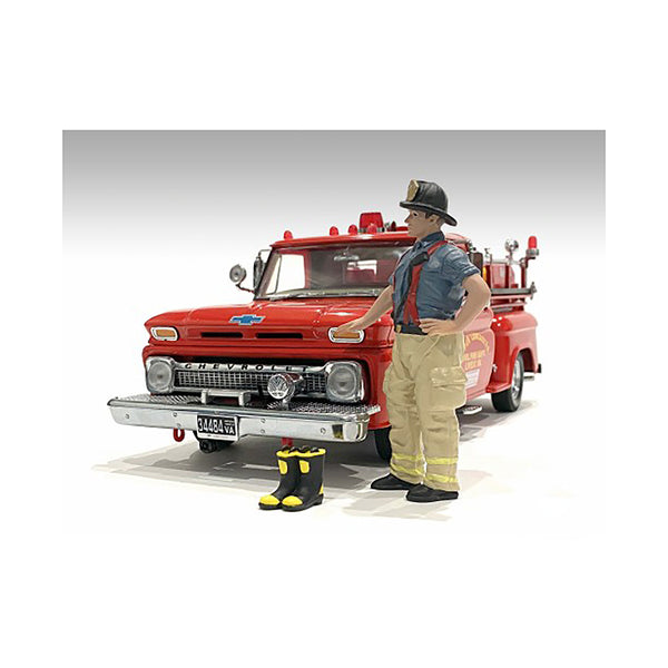 "Firefighters" Getting Ready Figure with Boots Accessory for 1/18 Scale Models by American Diorama