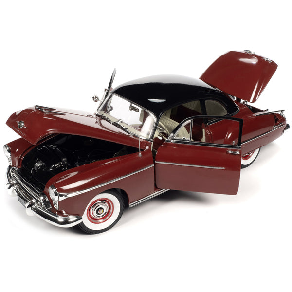 1950 Oldsmobile Rocket 88 Chariot Red with Black Top and Red and White Interior "American Muscle" Series 1/18 Diecast Model Car by Auto World