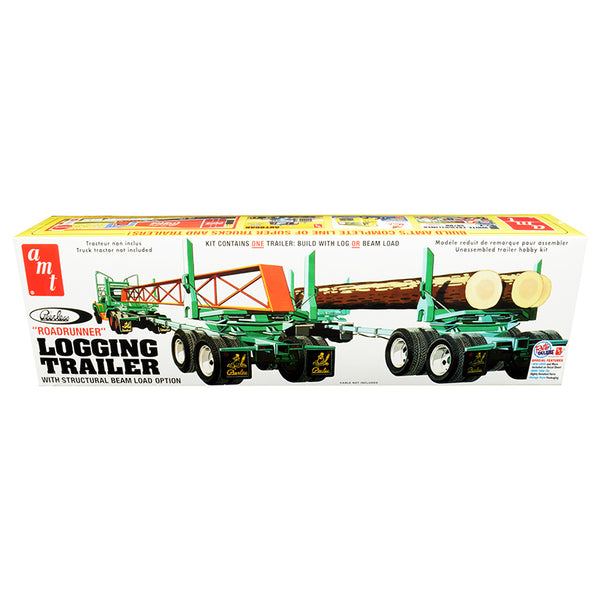 Skill 3 Model Kit Peerless Logging Trailer "Roadrunner" with Structural Beam Load Option 1/25 Scale Model by AMT