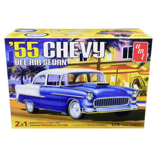 Skill 2 Model Kit 1955 Chevrolet Bel Air Sedan 2-in-1 Kit 1/25 Scale Model by AMT