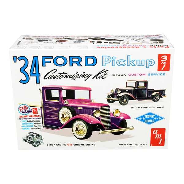 Skill 2 Model Kit 1934 Ford Pickup Truck 3 in 1 Kit "Trophy Series" 1/25 Scale Model by AMT