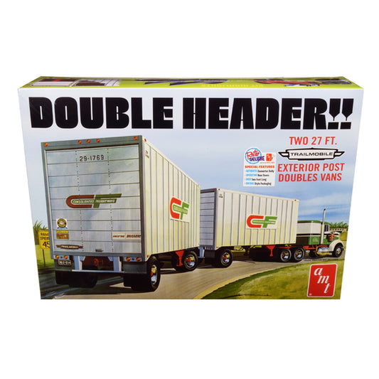 Skill 3 Model Kit Trailmobile Double Header Tandem Van Trailers 1/25 Scale Model by AMT