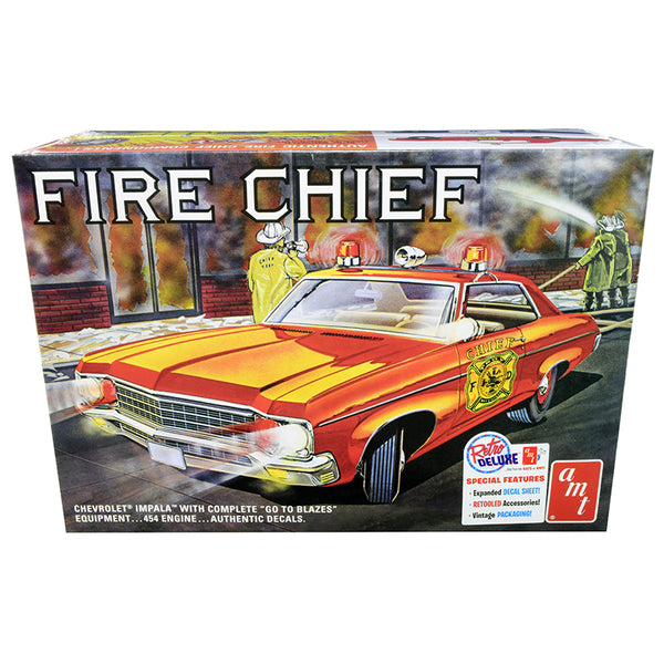 Skill 2 Model Kit 1970 Chevrolet Impala Fire Chief 2 in 1 Kit 1/25 Scale Model by AMT