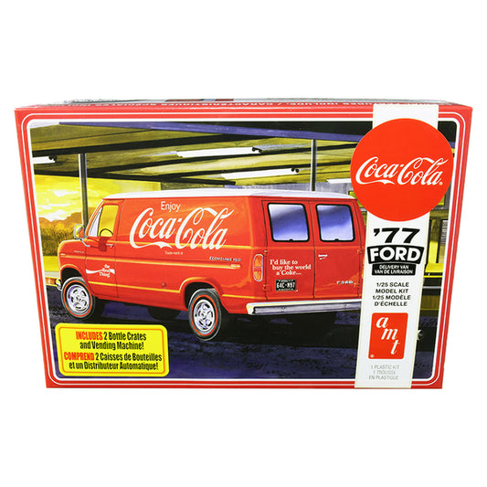 Skill 3 Model Kit 1977 Ford Delivery Van with 2 Bottles Crates and Vending Machine "Coca-Cola" 1/25 Scale Model by AMT