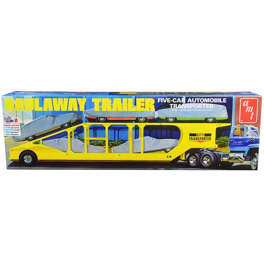 Skill 3 Model Kit Haulaway Trailer Five-Car Automobile Transporter 1/25 Scale Model by AMT