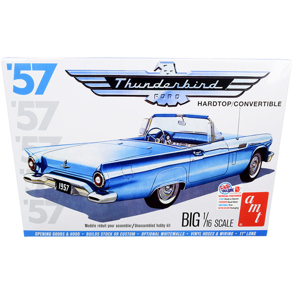 Skill 3 Model Kit 1957 Ford Thunderbird Convertible 2-in-1 Kit 1/16 Scale Model by AMT