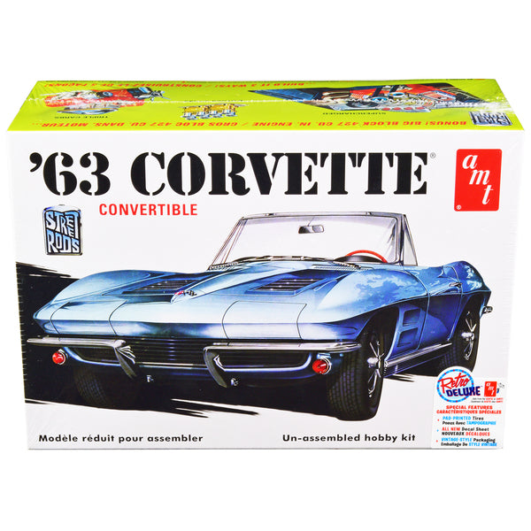 Skill 2 Model Kit 1963 Chevrolet Corvette Convertible 3-in-1 Kit 1/25 Scale Model by AMT