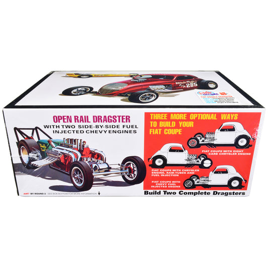 Skill 2 Model Kit Fiat Double Dragster Set of 2 Kits 1/25 Scale Model by AMT