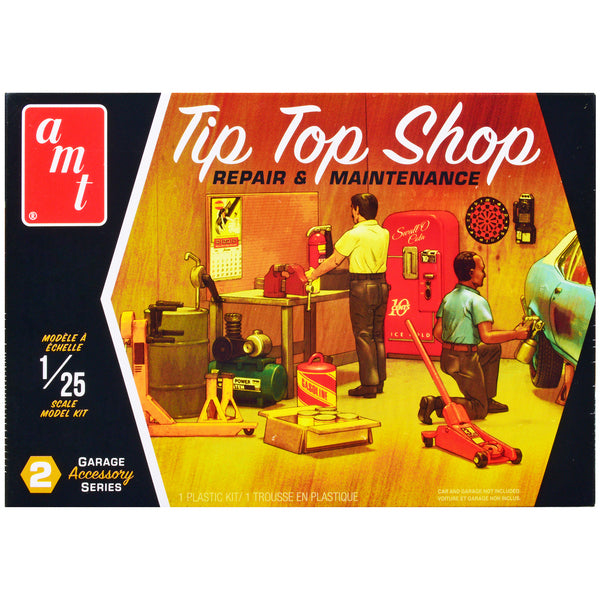 Skill 2 Model Kit Garage Accessory Set #2 with 2 Figures "Tip Top Shop" 1/25 Scale Model by AMT