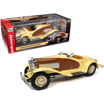 1935 Duesenberg SSJ Speedster Yukon Gold and Chocolate Brown 1/18 Diecast Model Car by Auto World