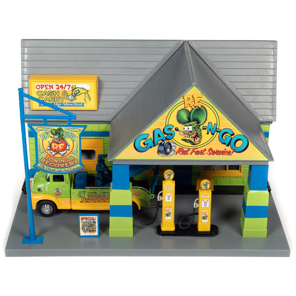 "Rat Fink Towing & Recovery" Garage and Tow Truck Diorama Set for 1/32 Scale Models by Auto World