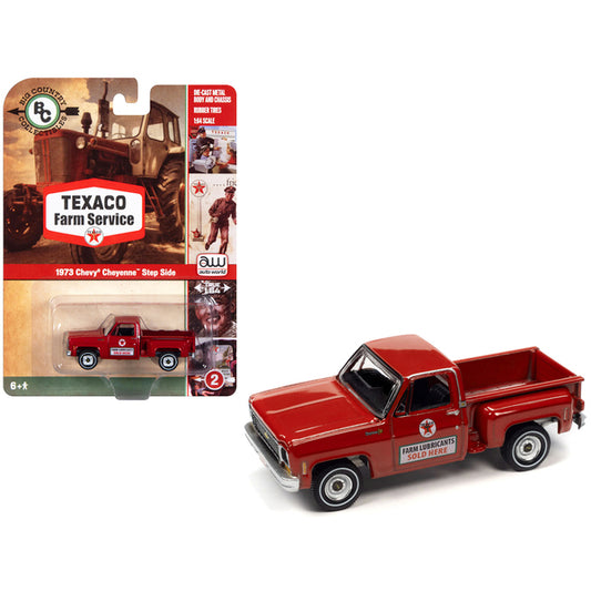 1973 Chevrolet Cheyenne Step Side Pickup Truck Red "Texaco Farm Service" "Big Country Collectibles" 2023 Release 1 1/64 Diecast Model Car by Auto World