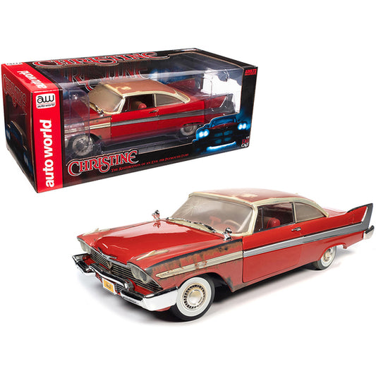 1958 Plymouth Fury Partially Restored Version "Christine" (1983) Movie 1/18 Diecast Model Car by Auto World