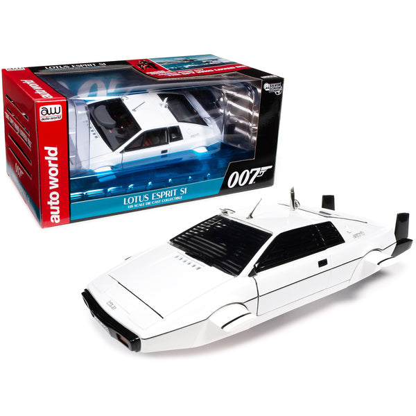 Lotus Esprit S1 Submarine Car White James Bond 007 "The Spy Who Loved Me" (1977) Movie "Silver Screen Machines" Series 1/18 Diecast Model Car by Auto World