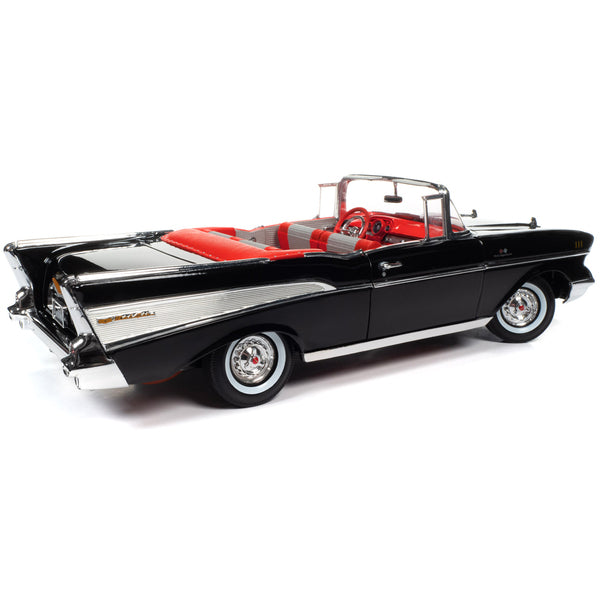 1957 Chevrolet Bel Air Convertible Onyx Black James Bond 007 "Dr. No" (1962) Movie "60 Years of Bond" Series 1/18 Diecast Model Car by Auto World