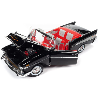 1957 Chevrolet Bel Air Convertible Onyx Black James Bond 007 "Dr. No" (1962) Movie "60 Years of Bond" Series 1/18 Diecast Model Car by Auto World