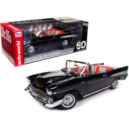 1957 Chevrolet Bel Air Convertible Onyx Black James Bond 007 "Dr. No" (1962) Movie "60 Years of Bond" Series 1/18 Diecast Model Car by Auto World