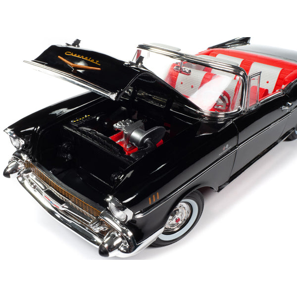 1957 Chevrolet Bel Air Convertible Onyx Black James Bond 007 "Dr. No" (1962) Movie "60 Years of Bond" Series 1/18 Diecast Model Car by Auto World