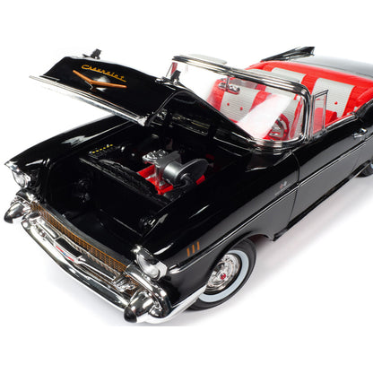 1957 Chevrolet Bel Air Convertible Onyx Black James Bond 007 "Dr. No" (1962) Movie "60 Years of Bond" Series 1/18 Diecast Model Car by Auto World