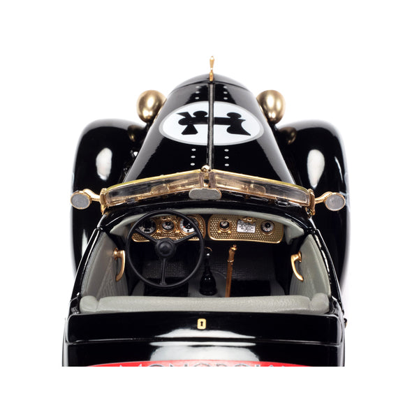 1935 Auburn 851 Speedster Black with "Monopoly" Graphics and Mr. Monopoly Resin Figure 1/18 Diecast Model Car by Auto World