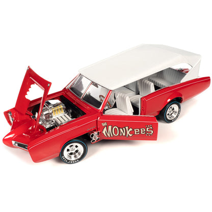 Monkeemobile Red with White Top and Interior "The Monkees" with Four Monkees Figure Cutouts "Silver Screen Machines" Series 1/18 Diecast Model Car by Auto World