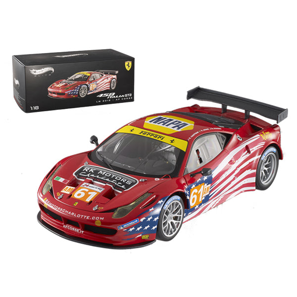 Elite Ferrari 458 Italia GT2 #61 LM 2012 AF Corse 1/18 Diecast Car Model by Hot Wheels