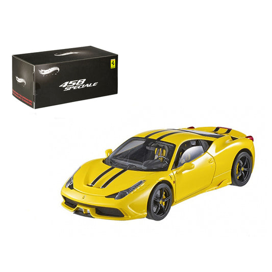 Ferrari 458 Italia Speciale Yellow Elite Edition 1/43 Diecast Car Model by Hot Wheels