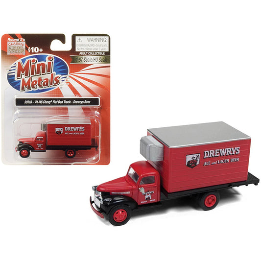 1941-1946 Chevrolet Box (Reefer) Refrigerated Truck "Drewrys Ale and Lager Beer" Red 1/87 (HO) Scale Model by Classic Metal Works