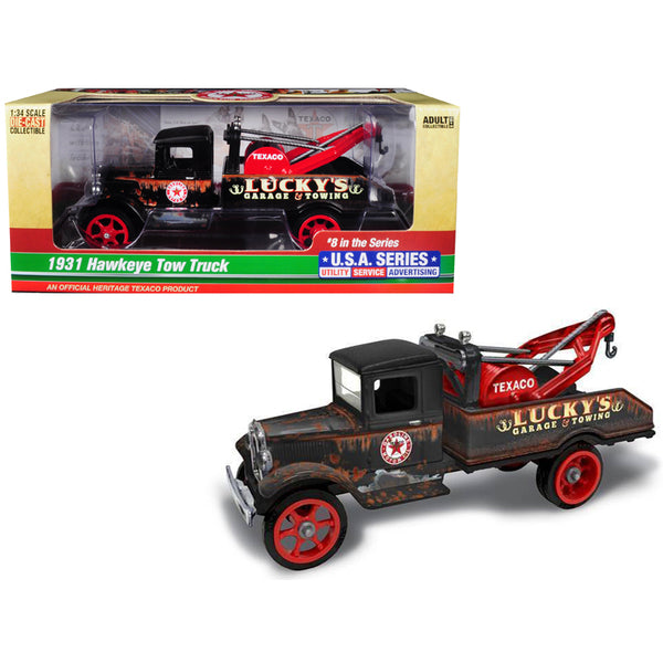 1931 Hawkeye "Texaco" Tow Truck "Lucky's Garage & Towing" Unrestored 8th in the Series "U.S.A. Series Utility - Service - Advertising" 1/34 Diecast Model by Auto World