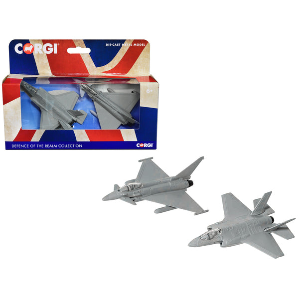 Lockheed Martin F-35 Lightning II Aircraft and Eurofighter Typhoon Aircraft (Unmarked) Set of 2 Pieces "Defence of the Realm Collection" Diecast Models by Corgi