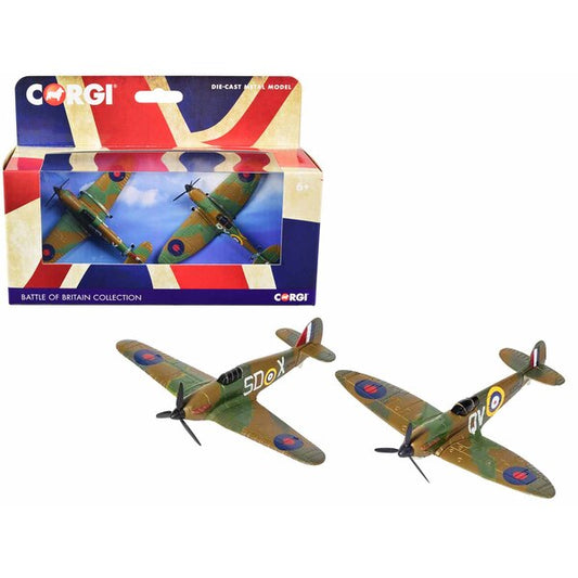 Supermarine Spitfire Fighter Aircraft and Hawker Hurricane Fighter Aircraft Set of 2 Pieces "RAF" "Battle of Britain Collection" Diecast Models by Corgi